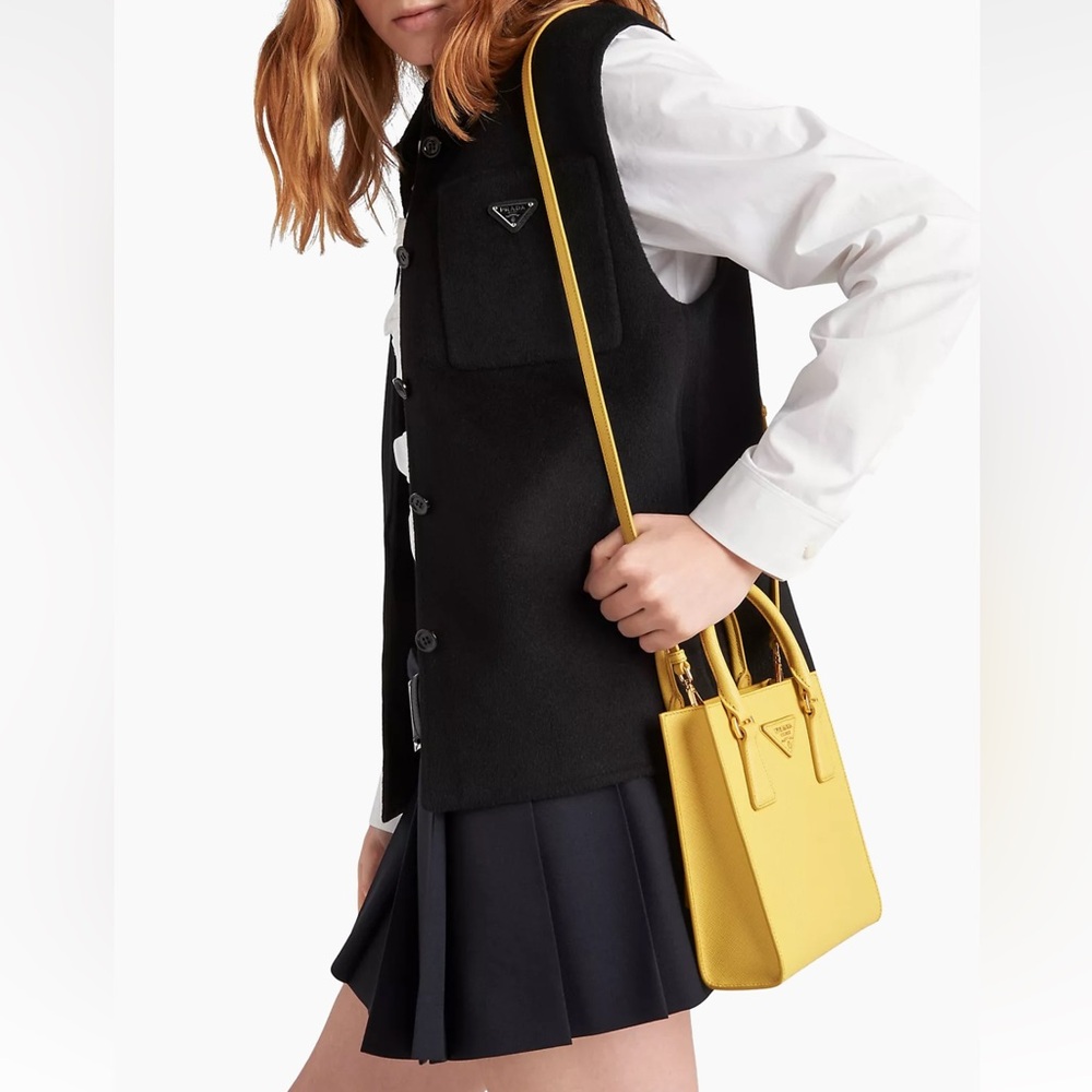 PRADA sunny yellow Saffiano small leather handbag